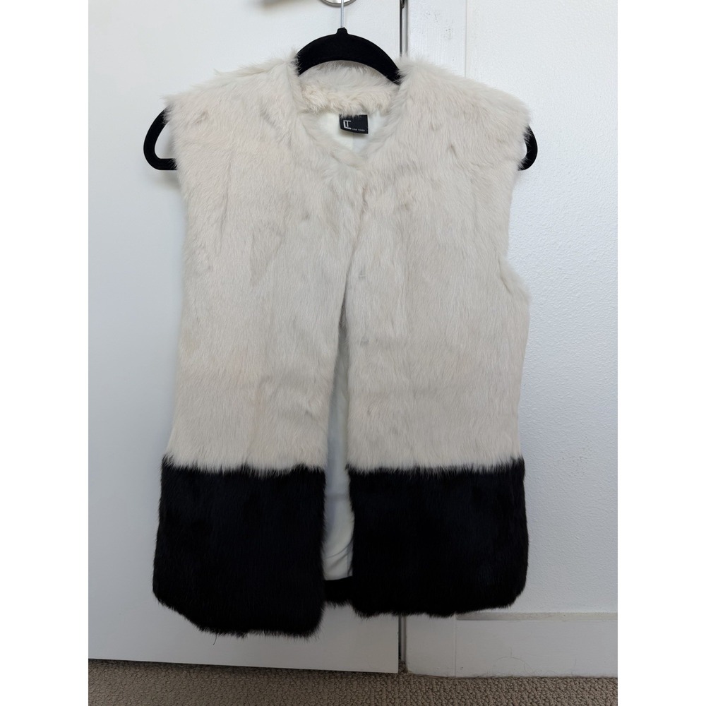 White And Black 100% Authentic Rabit Fur Vest